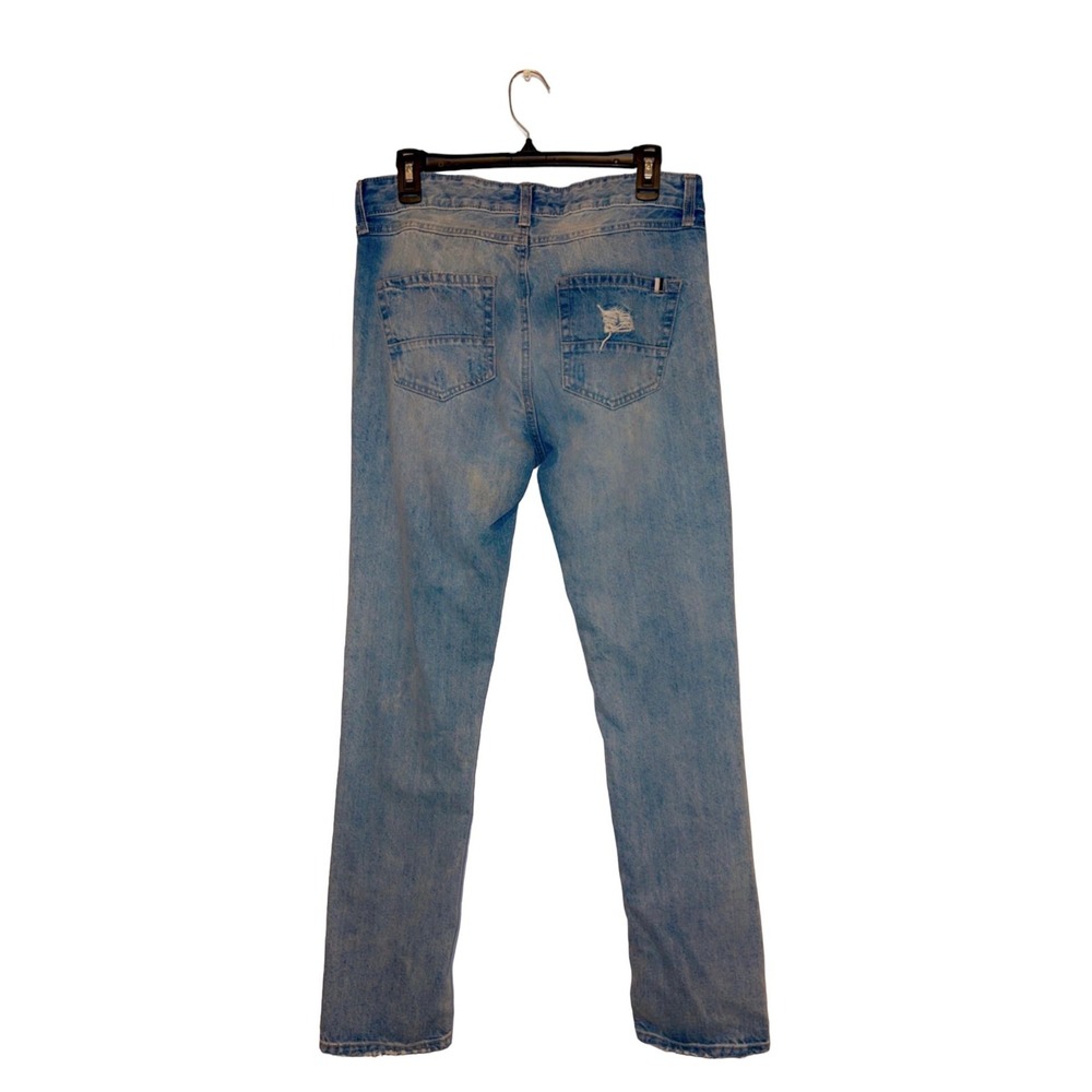 American Rag Men's Blue Jeans 31W 32L Straight Fit Distressed Light Wash - Picture 2 of 6